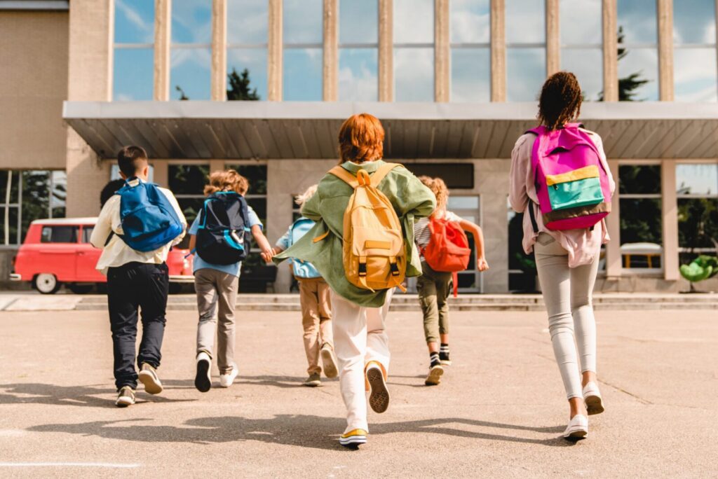  Children arriving at a school in Gibraltar.